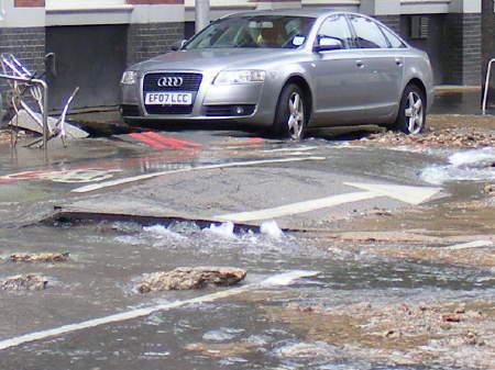 Damage to the road surface in Tooley Street