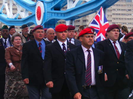 Veterans march across Tower Bridge