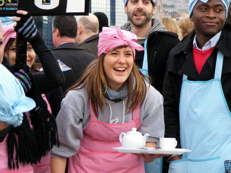 Tea ladies march on London Bridge for Fairtrade Fortnight