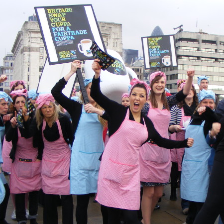 Tea ladies march on London Bridge for Fairtrade Fortnight