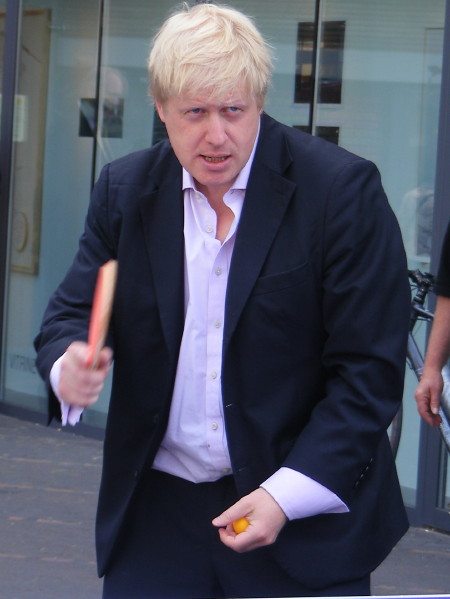 Boris Johnson plays table tennis in Bermondsey Square