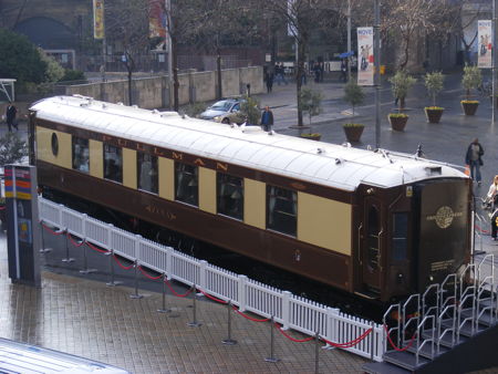 Orient-Express railway carriage on South Bank for Agatha Christie Weekend