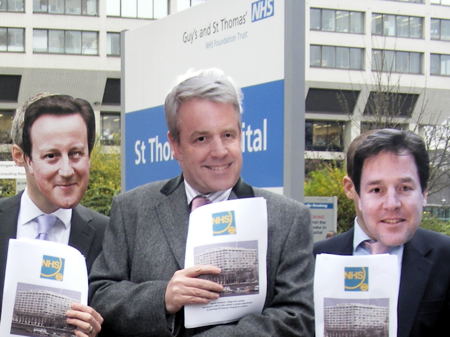 Cameron, Clegg and Lansley at Guy’s Hospital for NHS policy relaunch