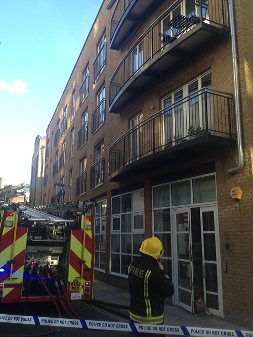 Fire on roof of Magdalen Street block