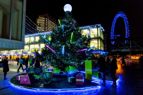 Pedal powered Christmas lights on the South Bank