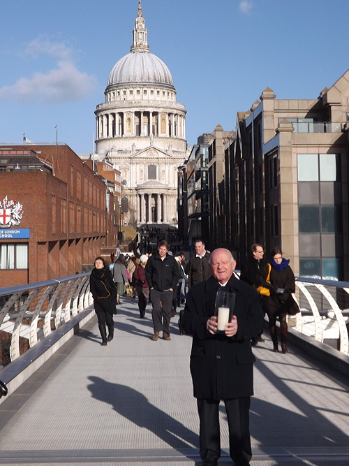 Ben Helfgott at Millennium Bridge