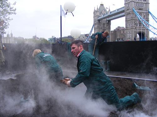 Flying sheep at London Bridge and a peat bog in Potters Fields