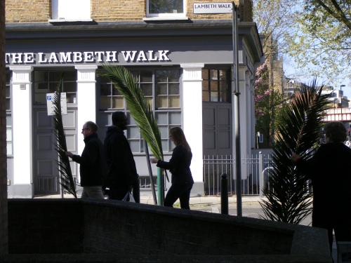 Southwark Cathedral palm procession in Borough Market