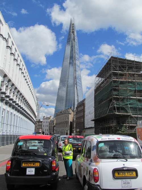 Taxi drivers converge on the Shard for protest