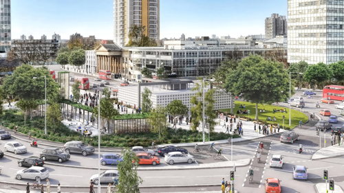 Elephant & Castle: roundabout gone by 2016; tube upgrade 2020