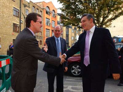 The Chancellor is greeted by David Douglas and Ken