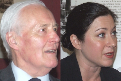 Tony Benn and Gill Hicks at the opening of Hospita