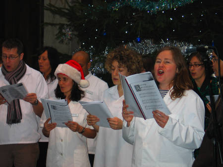 BSO staff and students carol-singing in Borough
