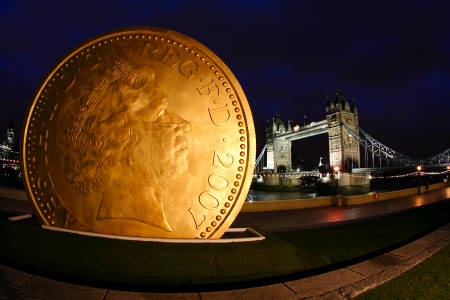 Giant pound coin in Potters Fields to promote People’s £50 Million