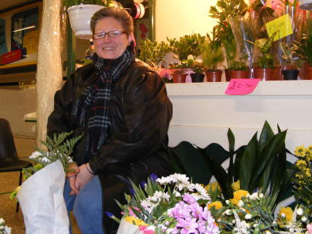 Jean Reardon at her new flower stall
