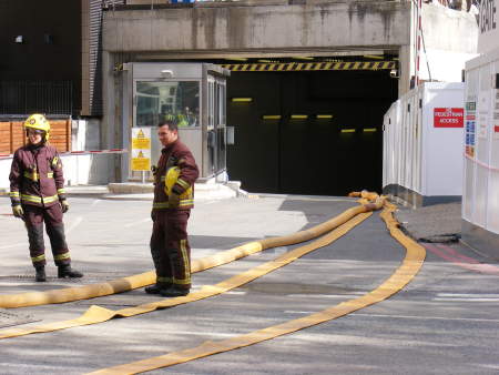 Pumping out the basement of More London in Braidwo