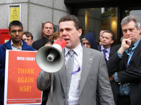 PCS general secretary Mark Serwotka outside Rose C