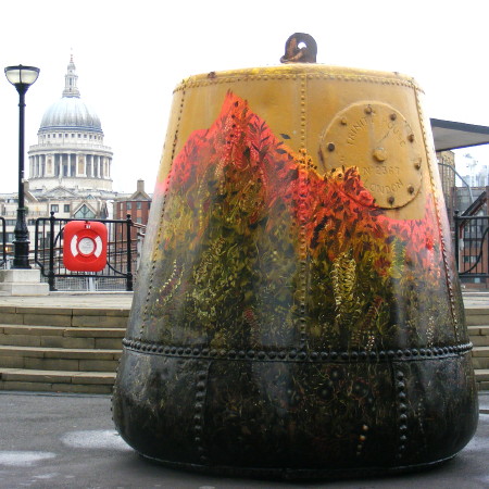 Feast of Skulls by Andy Harper next to Bankside Pi