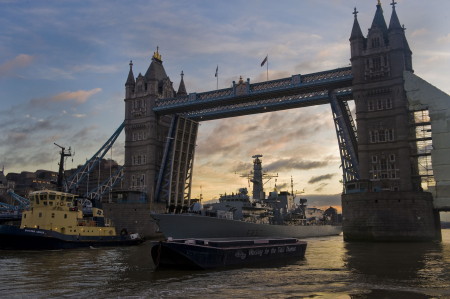 HMS Westminster visits the Pool of London