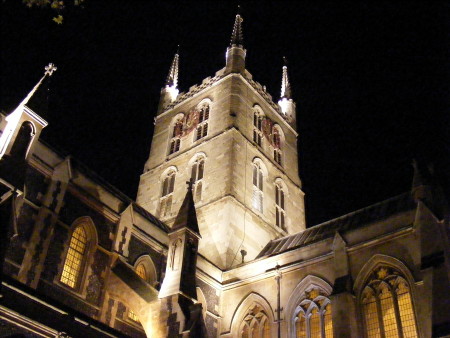 Southwark Cathedral by night