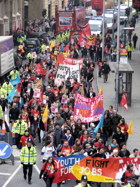 The march heading west on Tooley Street