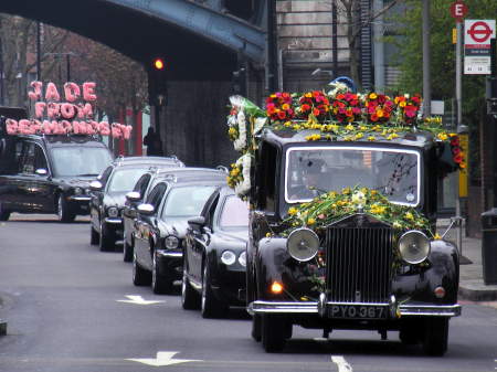 The cortege turns north from Druid Street to Tower