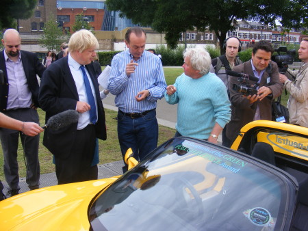 Boris Johnson tours Green Car Day in Potters Fields Park