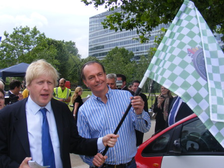 Boris Johnson tours Green Car Day in Potters Fields Park