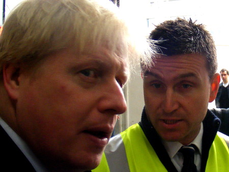Boris Johnson meets taxi rank marshal John at Lond