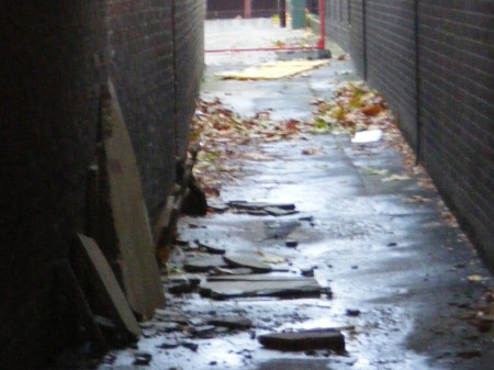 Some of the cladding which fell from the BSO build