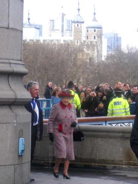 The Queen arriving at Tower Bridge