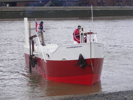 Sculptor’s walking boat fails to make it onto the Bankside beach