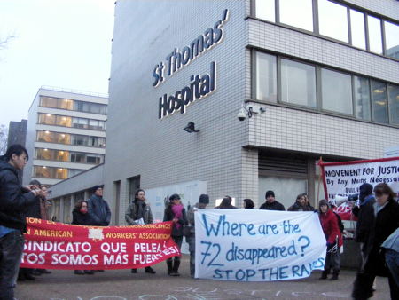 Protesters at St Thomas' highlight plight of hospital workers arrested last month