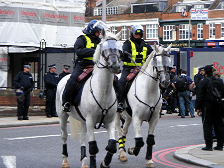 Police horses outside the old St Olave's School