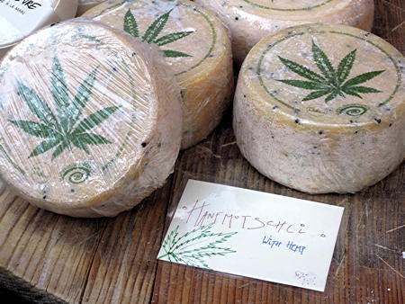 Hemp cheese on sale at Borough Market