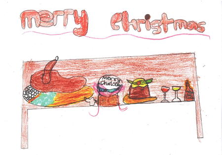 Snowsfields pupil designs winning Borough Market Christmas card