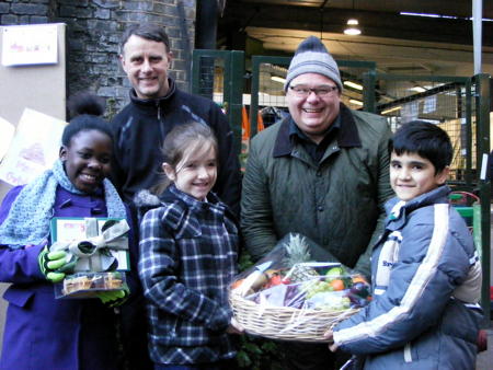 Snowsfields pupil designs winning Borough Market Christmas card