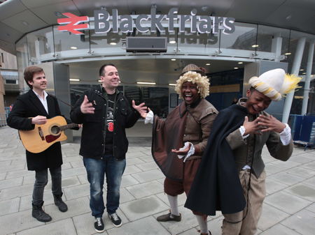 Blackfriars rail commuters greeted by entertainers