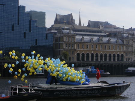 Balloons released from Thames barge to launch RIB Tours London