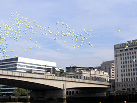 Balloons released from Thames barge to launch RIB Tours London