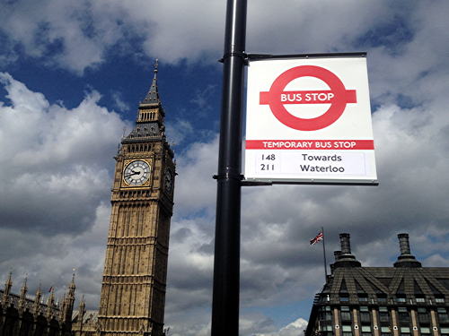 Olympic ‘games lane’ road markings painted at Westminster Bridge