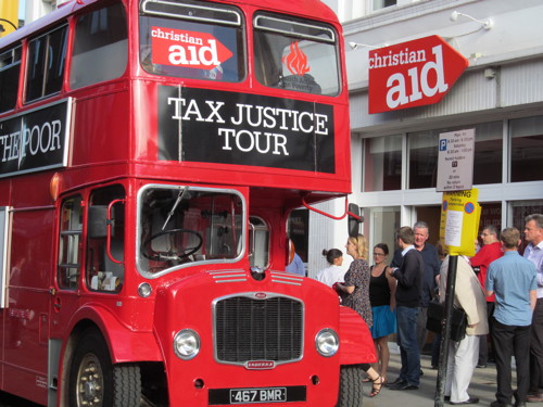 Christian Aid brings Tax Justice Bus to Waterloo