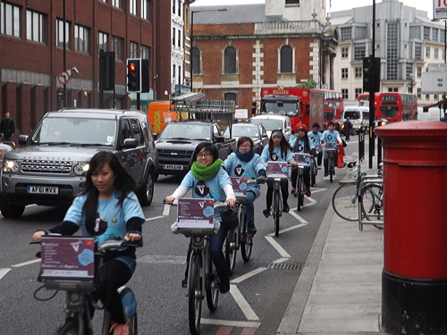 International students on ‘Boris bike’ ride to highlight youth homelessness