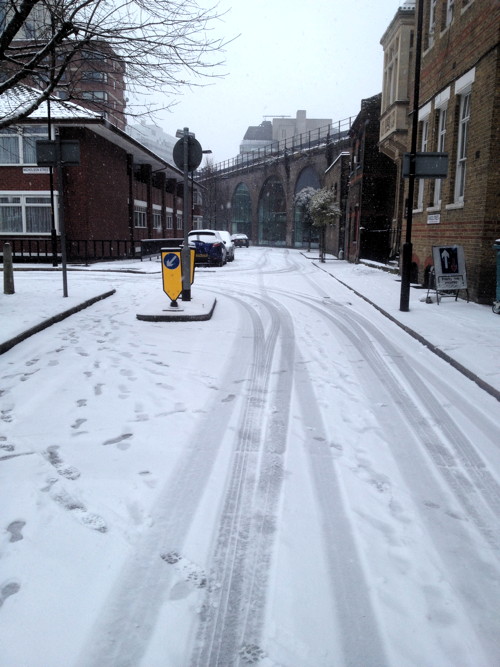 Simon Hughes: icy pavements in Southwark 