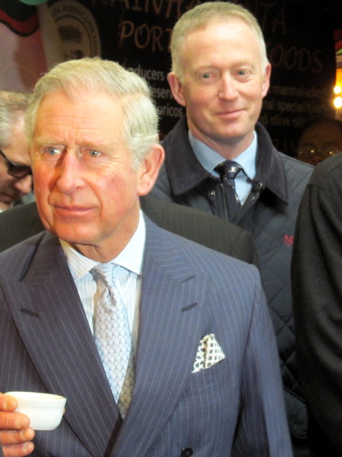 Prince Charles samples olive oil sold by Giuseppe 