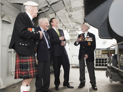 David Cameron at HMS Belfast