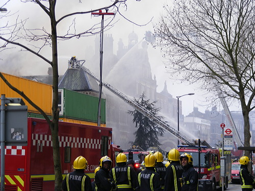 Massive fire at Walworth Town Hall; fears for Cuming Museum collection