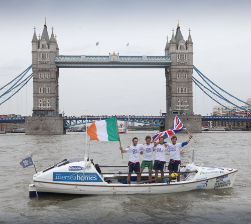 Record-breaking rowers reach Tower Bridge and collect £100,000