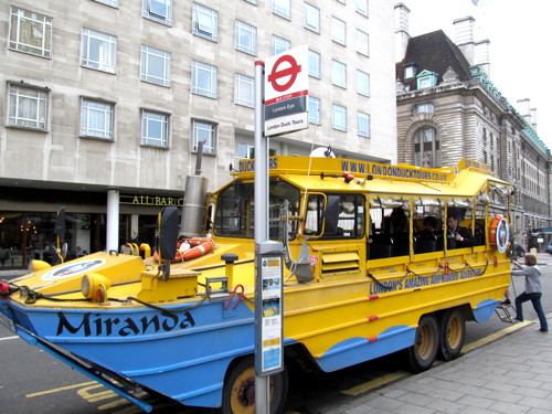 Drama on the Thames as Duck Tours amphibious vehicle catches fire