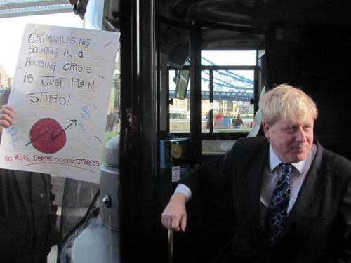 Protesters disrupt Boris’s ‘Year of the Bus’ launch at City Hall